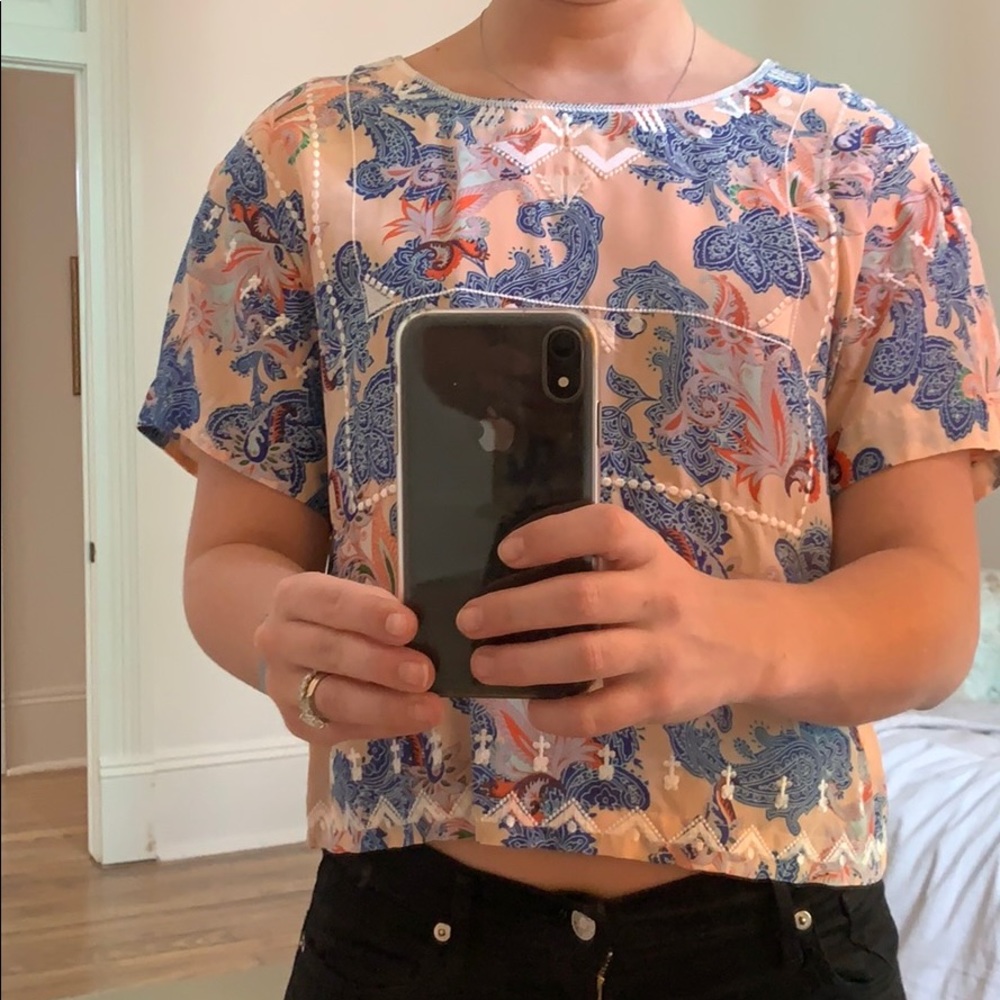 Pink embroidered top